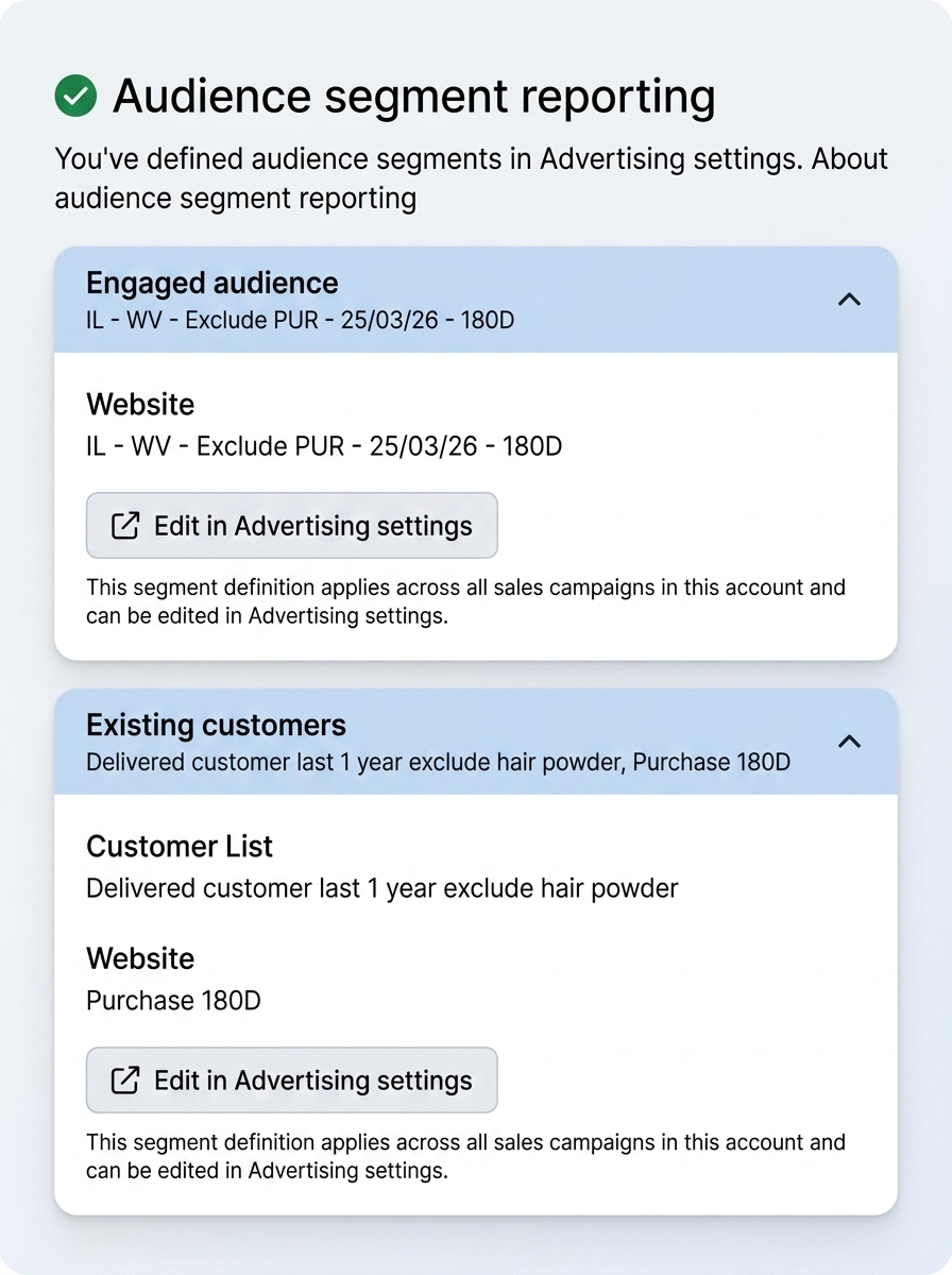 Audience segment reporting