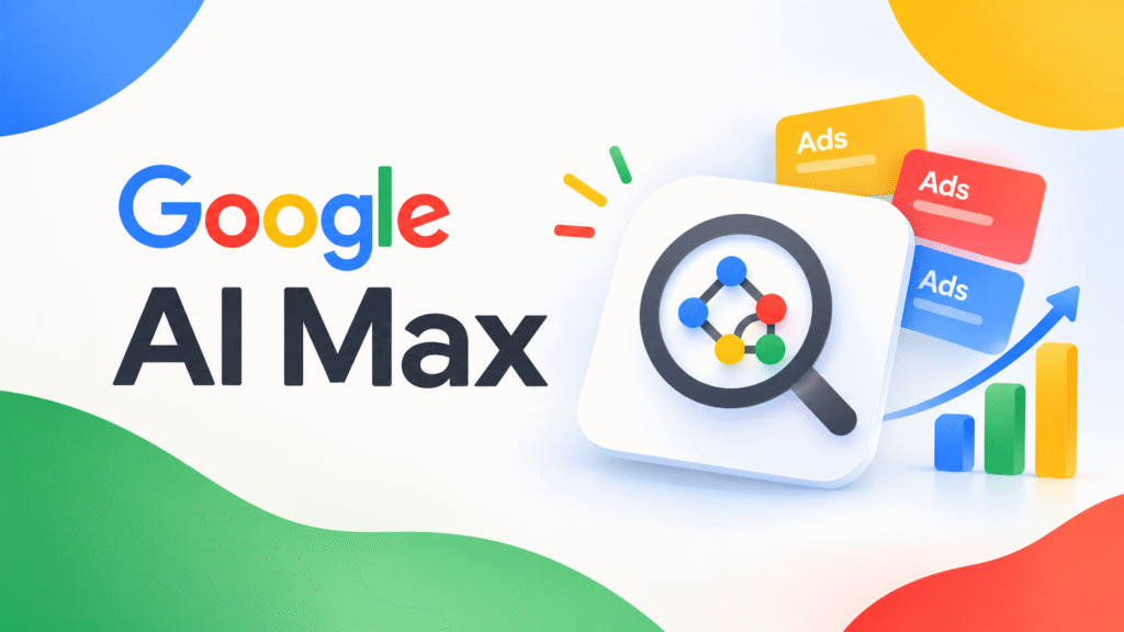 AI Max in Google Ads settings shown on a Search campaign dashboard